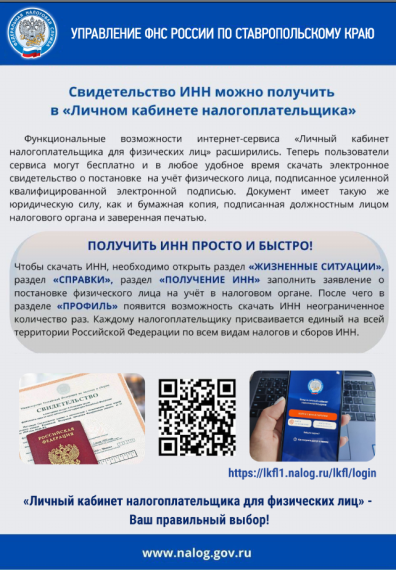 Свидетельство ИНН можно получить в личном кабинете налогоплательщика. Свидетельство ИНН можно получить в личном кабинете налогоплательщика.